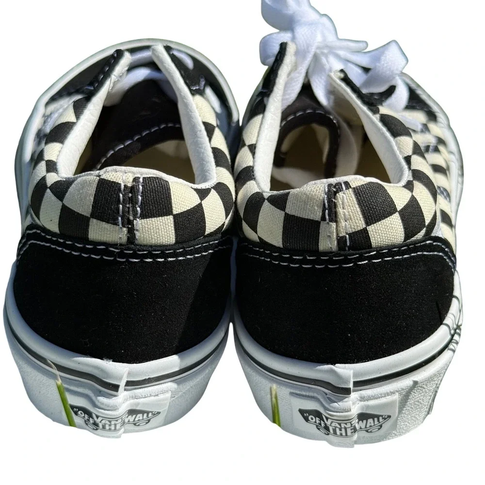 Vans Old Skool Sneakers Kids Size 1 Black White Suede Canvas Checkerboard Skate